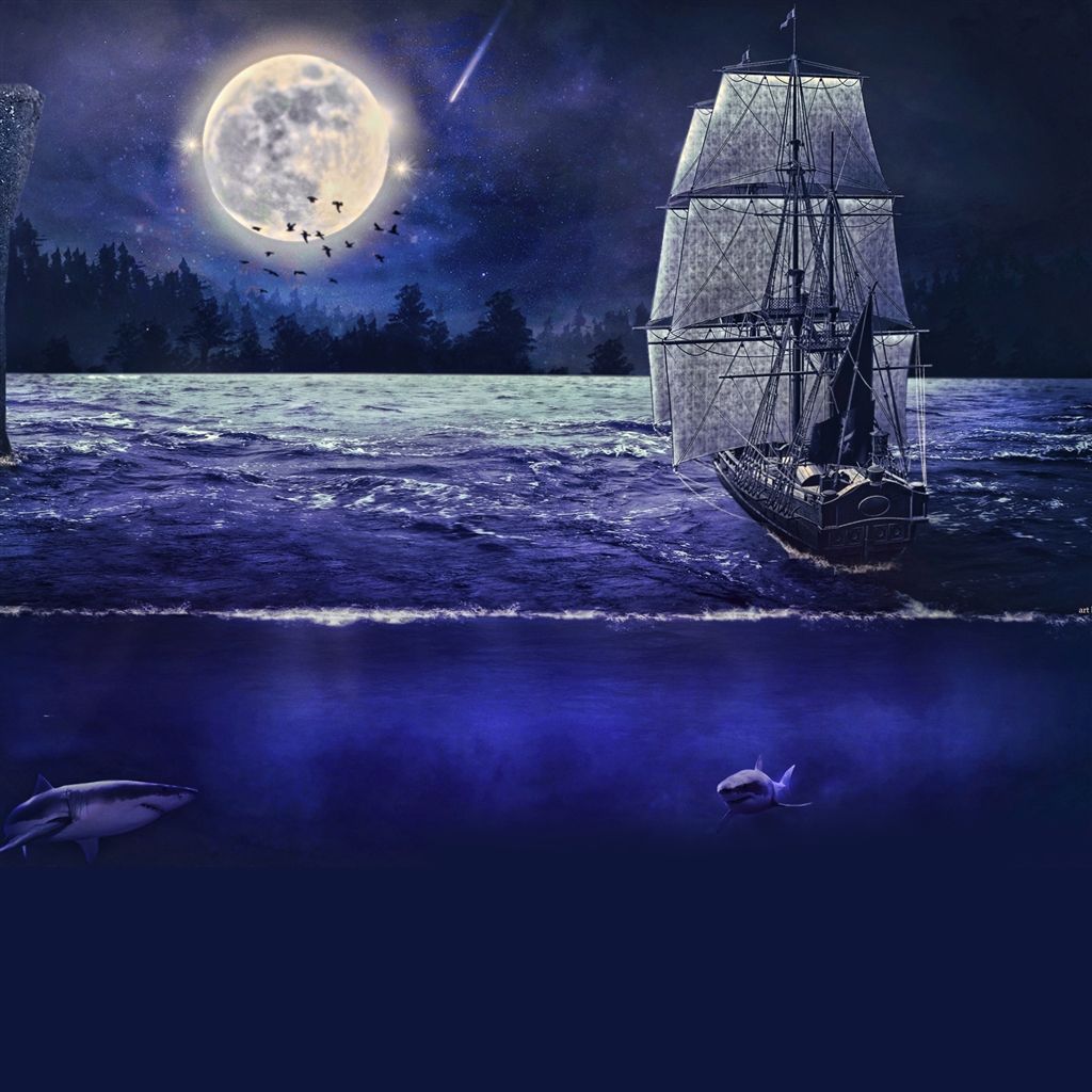 Moonlight sail iPad Air Wallpaper Download | iPhone Wallpapers ...