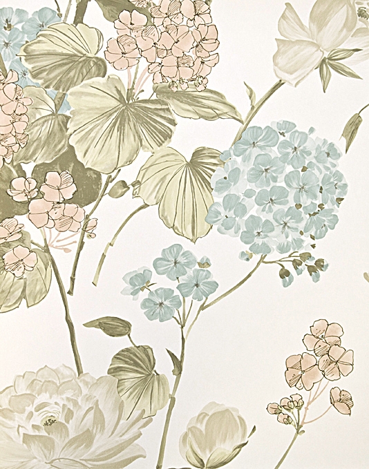 Penrose Floral Wallpaper With Blue | Nina Campbell Montacute range