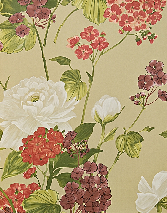 Penrose Floral Wallpaper In Red | Nina Campbell Montacute range