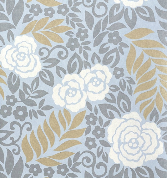 Yvette Floral Wallpaper Blue | Thibaut Wallpaper