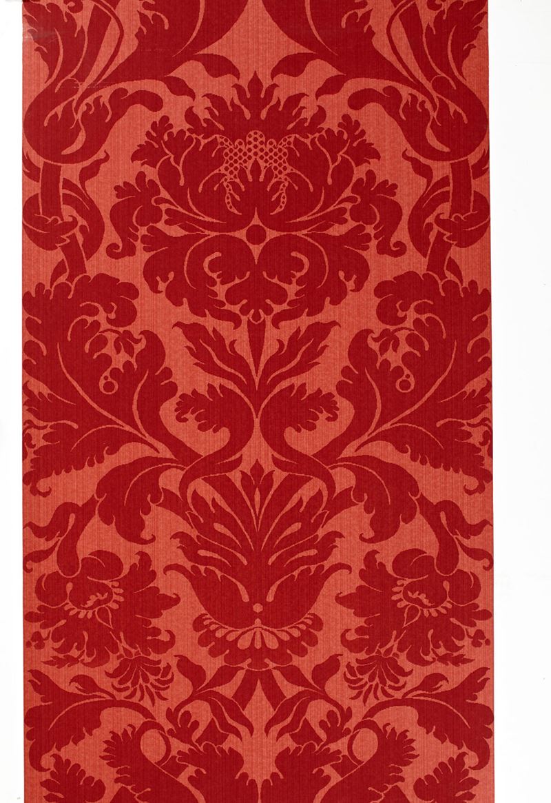 529194 Fiorella Damask Red by FSchumacher Wallpaper