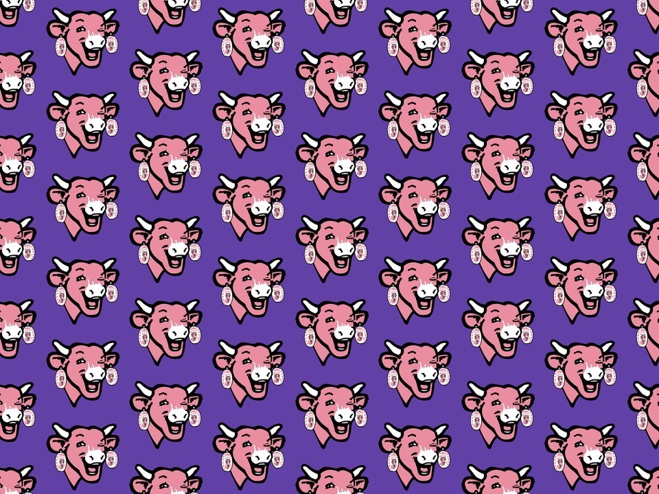 The Laughing Cow Pop 4 Wallpaper - Pink on Purple by Peter Potamus