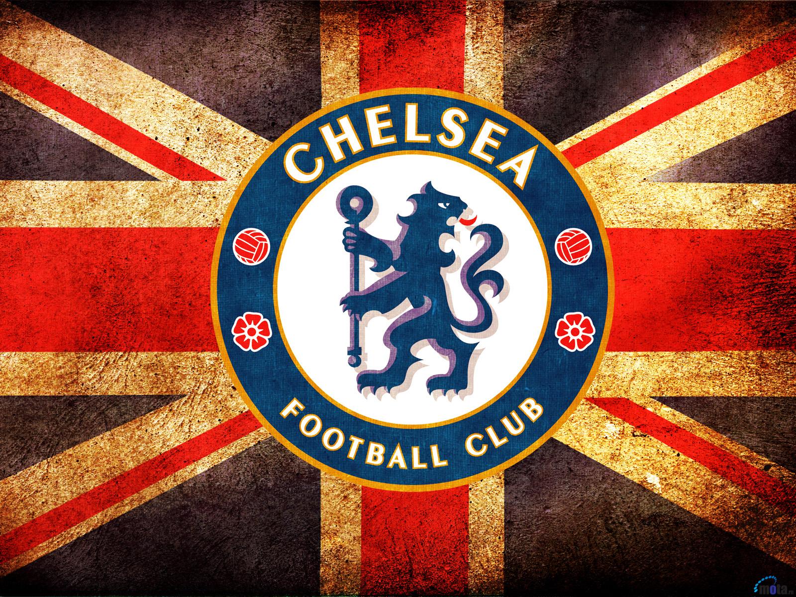 Download Wallpaper Chelsea emblem on a background of the flag of ...