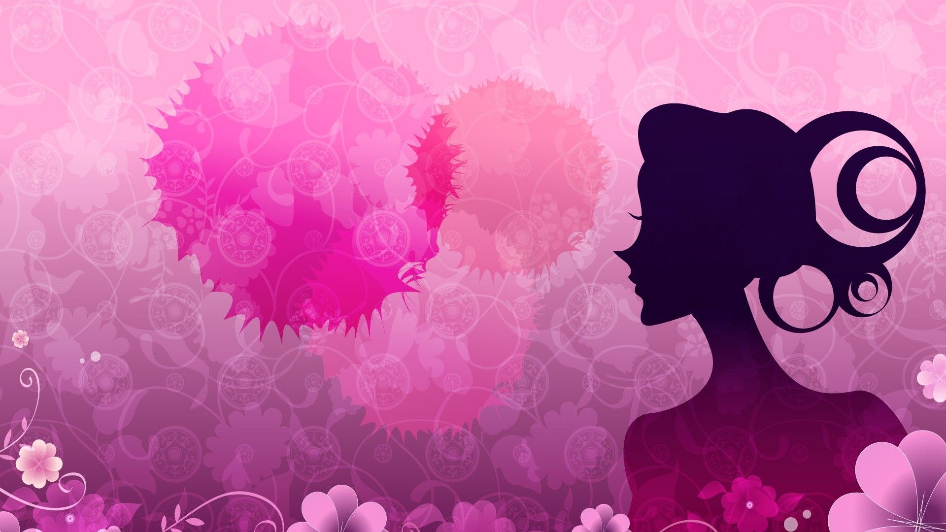 Flowers, pink, women, wallpaper, vector