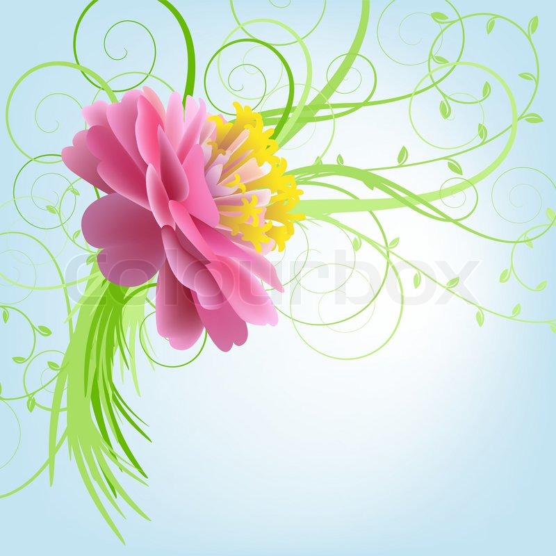Pink flowers on a blue background Vector Colourbox