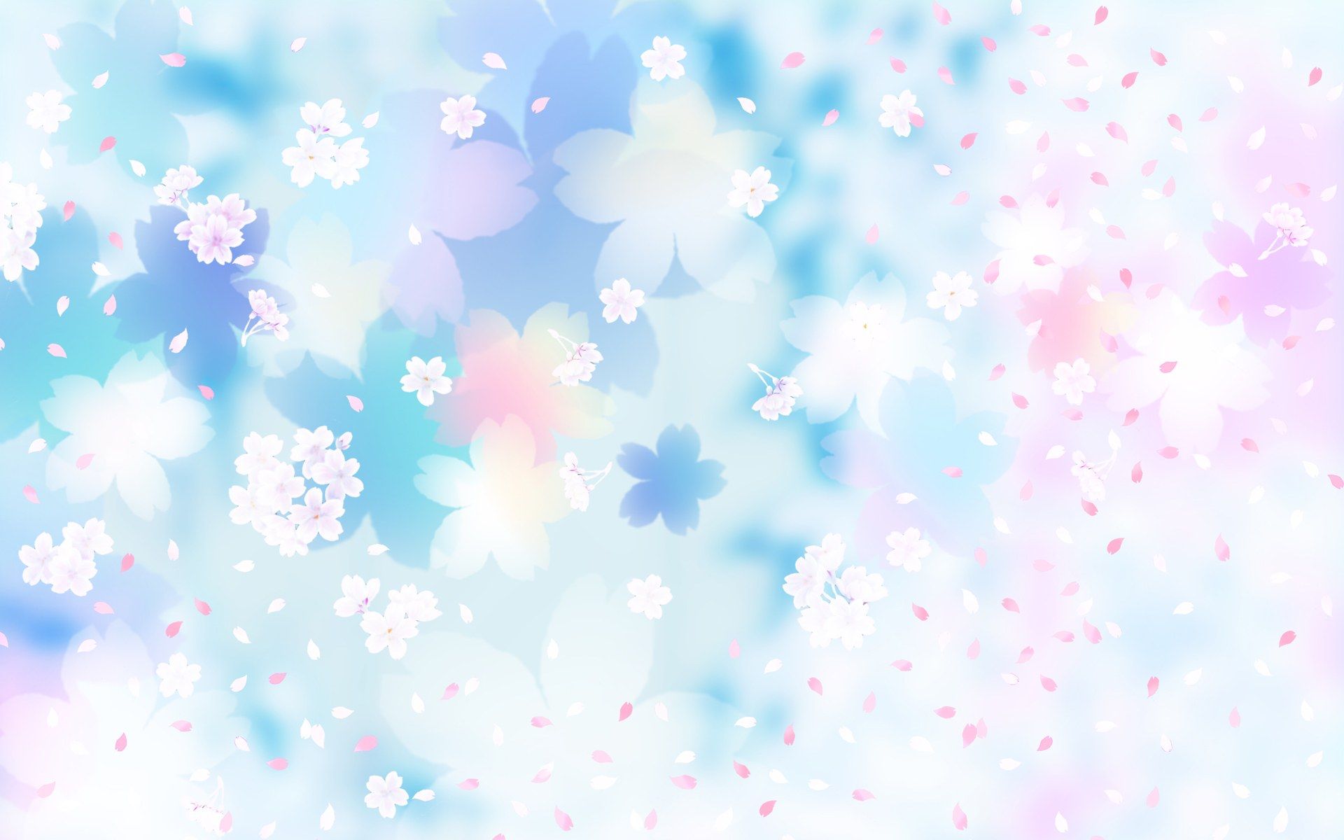 Flower Pattern Background, Blue and Pink Flowers, Flying Petals ...