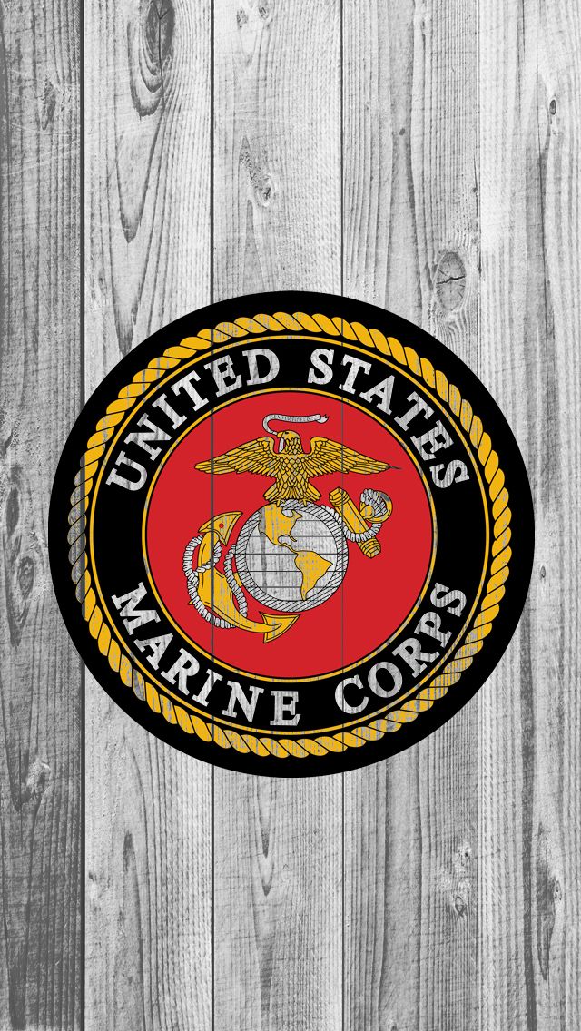 USMC logo on wood iPhone 5 Wallpaper (640x1136)