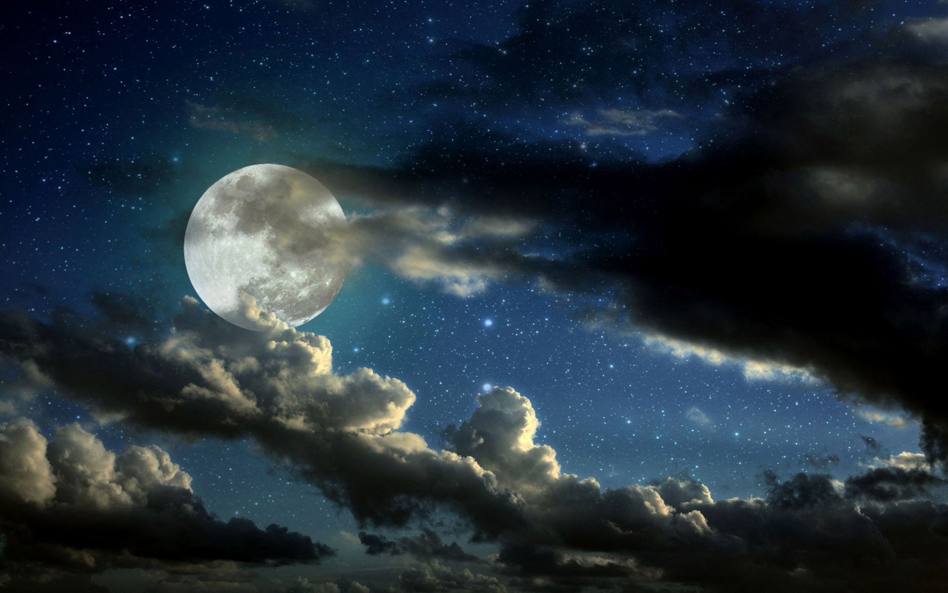 Blue Moon full moon in the starry sky photography hd wallpaper