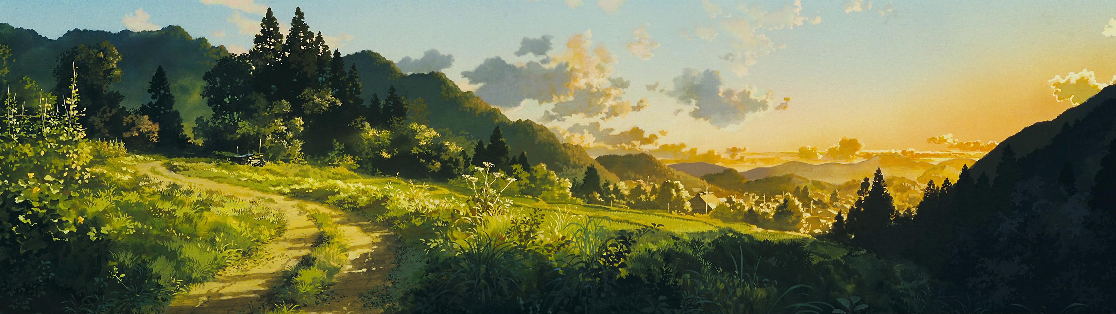 High res 'dual screen' Studio Ghibli desktop wallpapers!