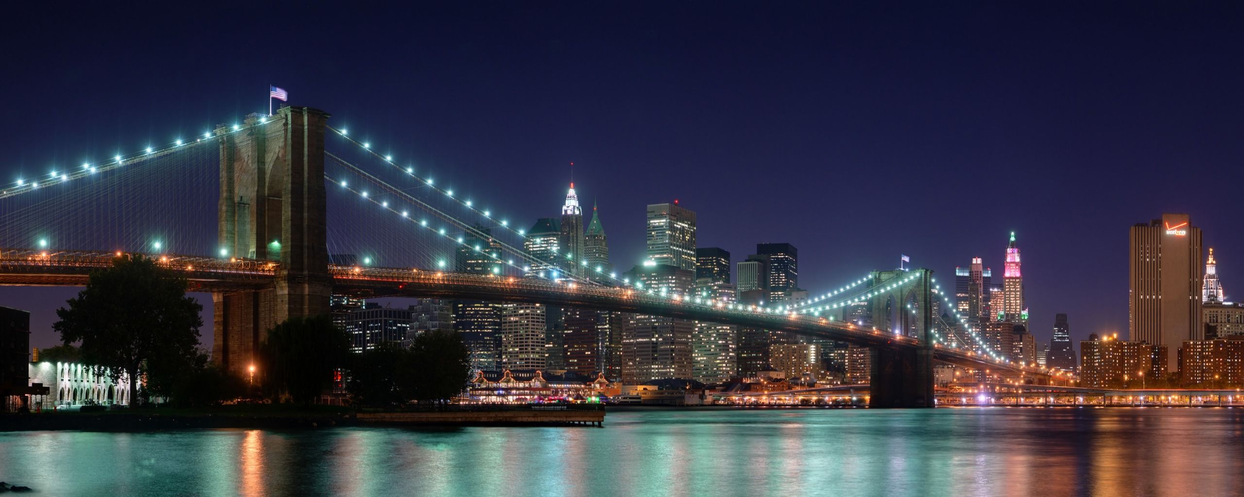 Brooklyn Bridge Panorama Dual Monitor Wallpapers HD Backgrounds