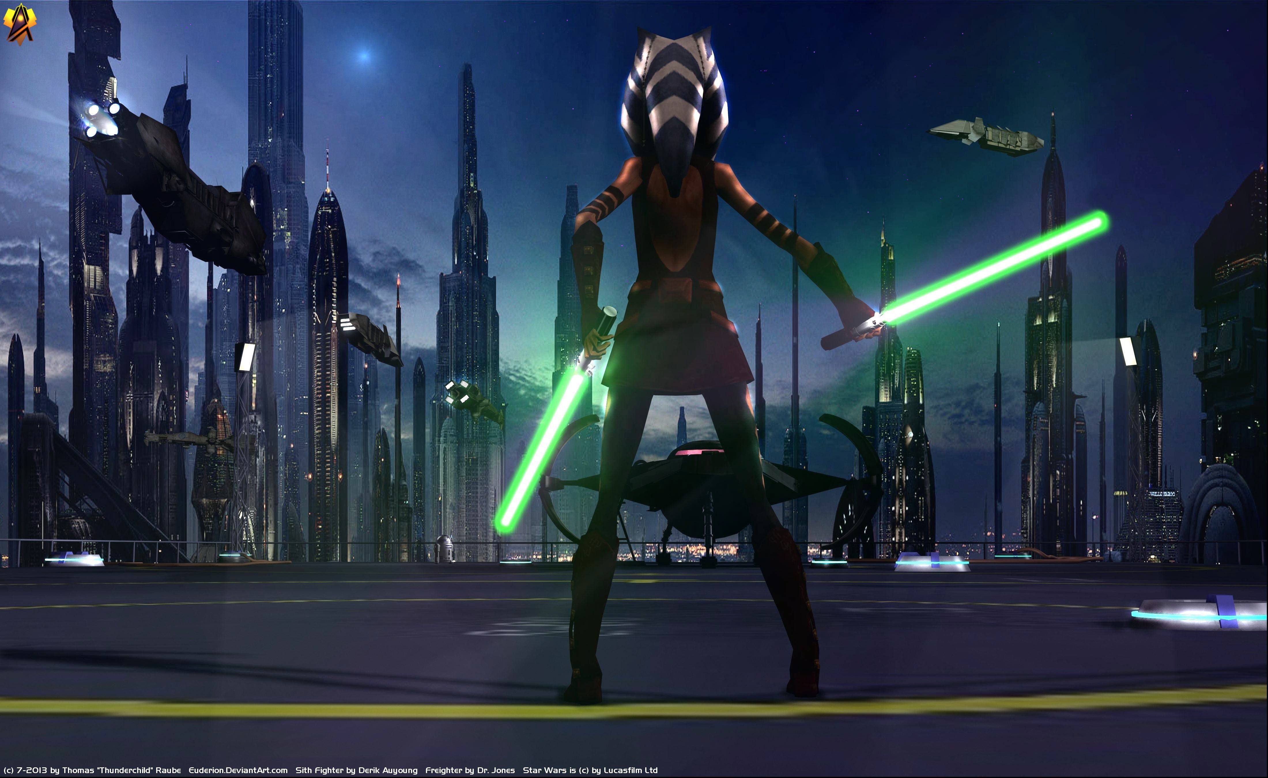 Star Wars Fantasy Ahsoka Sith Jedi 3d Science Fiction Lightsaber ...