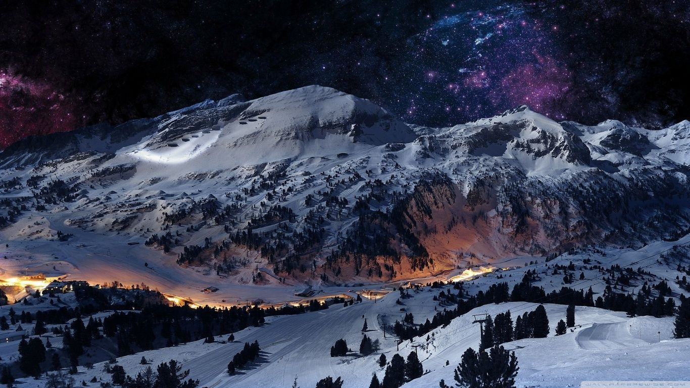 Night Sky Snow Winter Wallpaper - Wallpapes HD