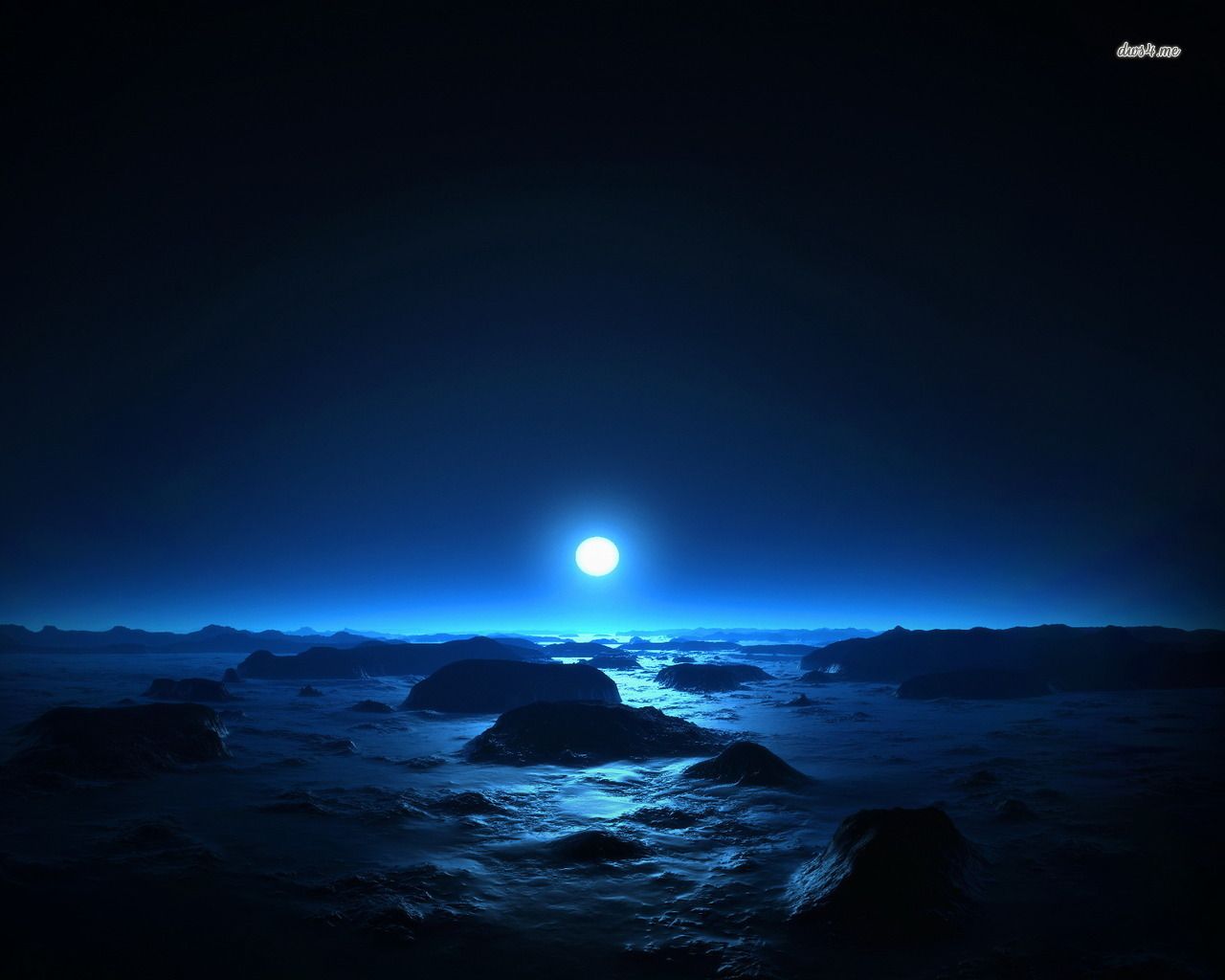 Download Blue Night Sky Moon Digital Art Wallpaper | Full HD ...
