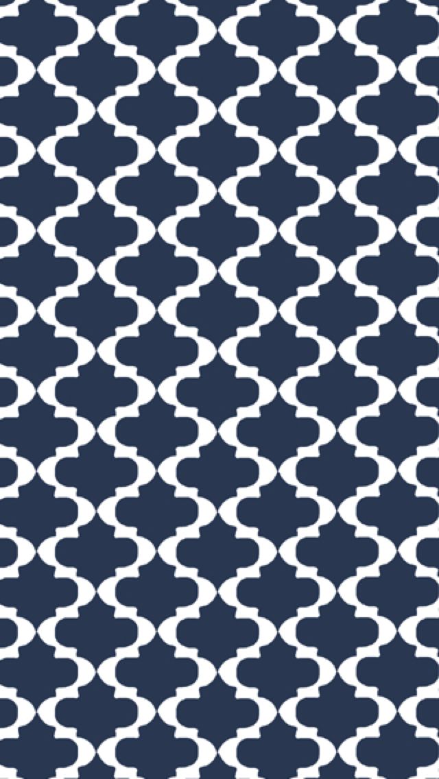 Navy blue and white quatrefoil pattern iphone wallpaper ...