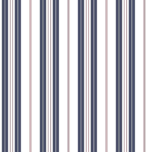 Blue Navy Striped Wallpaper | Deauville Wallcoverings
