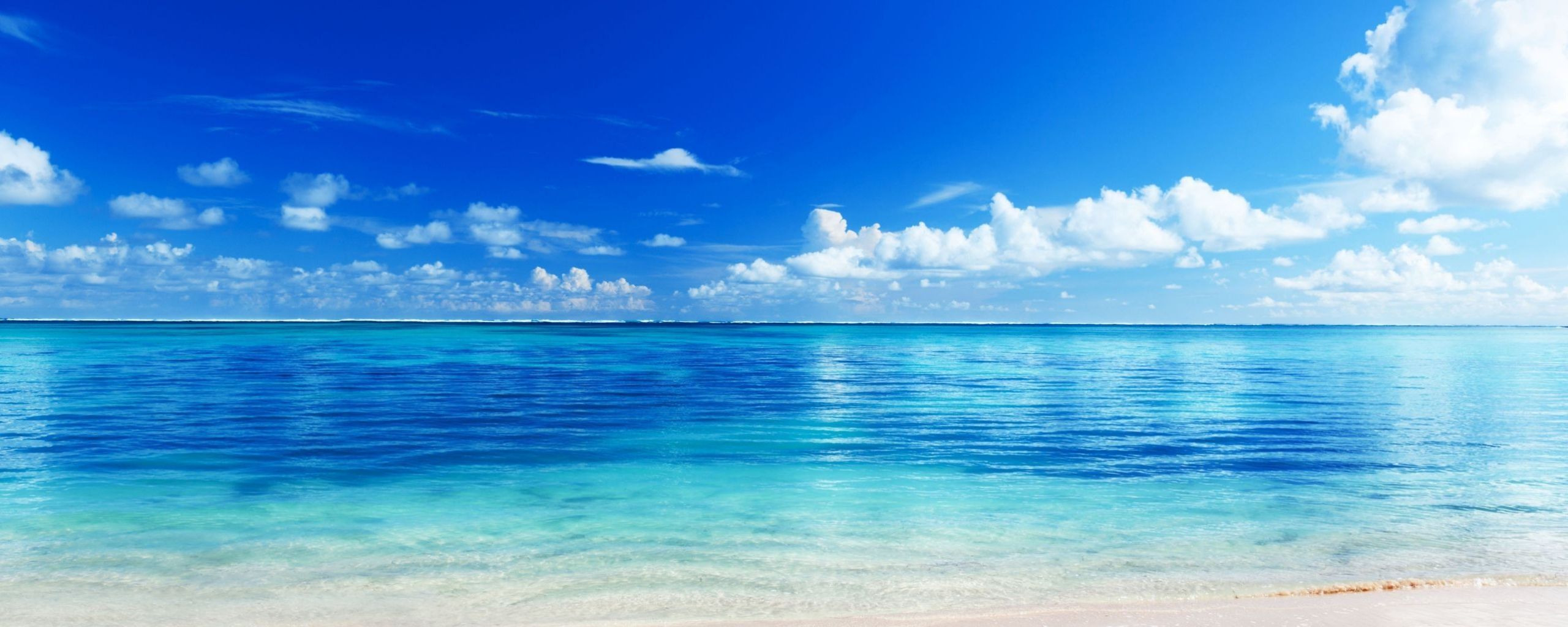 Download Wallpaper 2560x1024 Sea, Beach, Horizon, Sand, Tropics