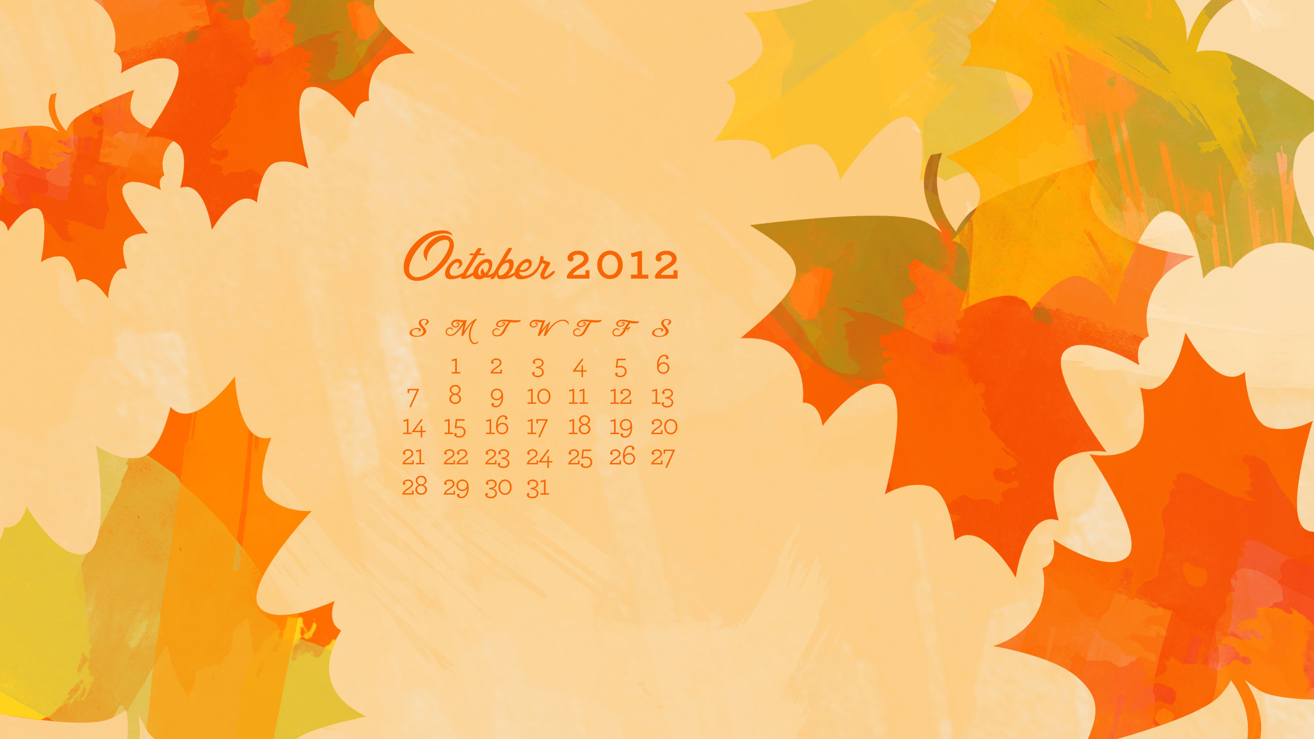 October 2012 Desktop, iPhone & iPad Calendar Wallpaper - Sarah Hearts