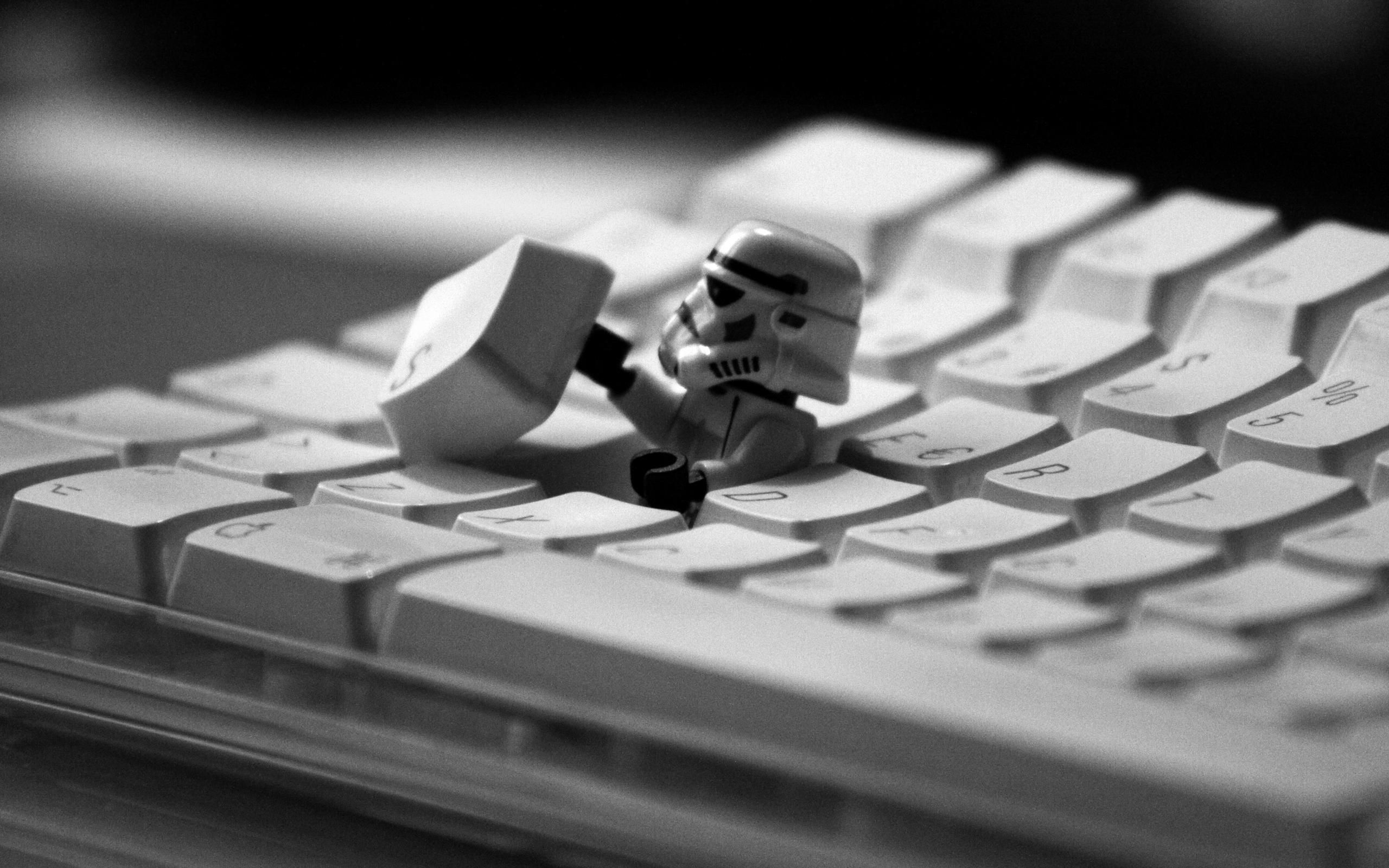 Star Wars stormtroopers Apple Inc. keyboards grayscale monochrome