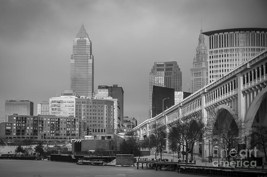Cleveland Skyline In Winter Photograph by Shannon Martin-Paul
