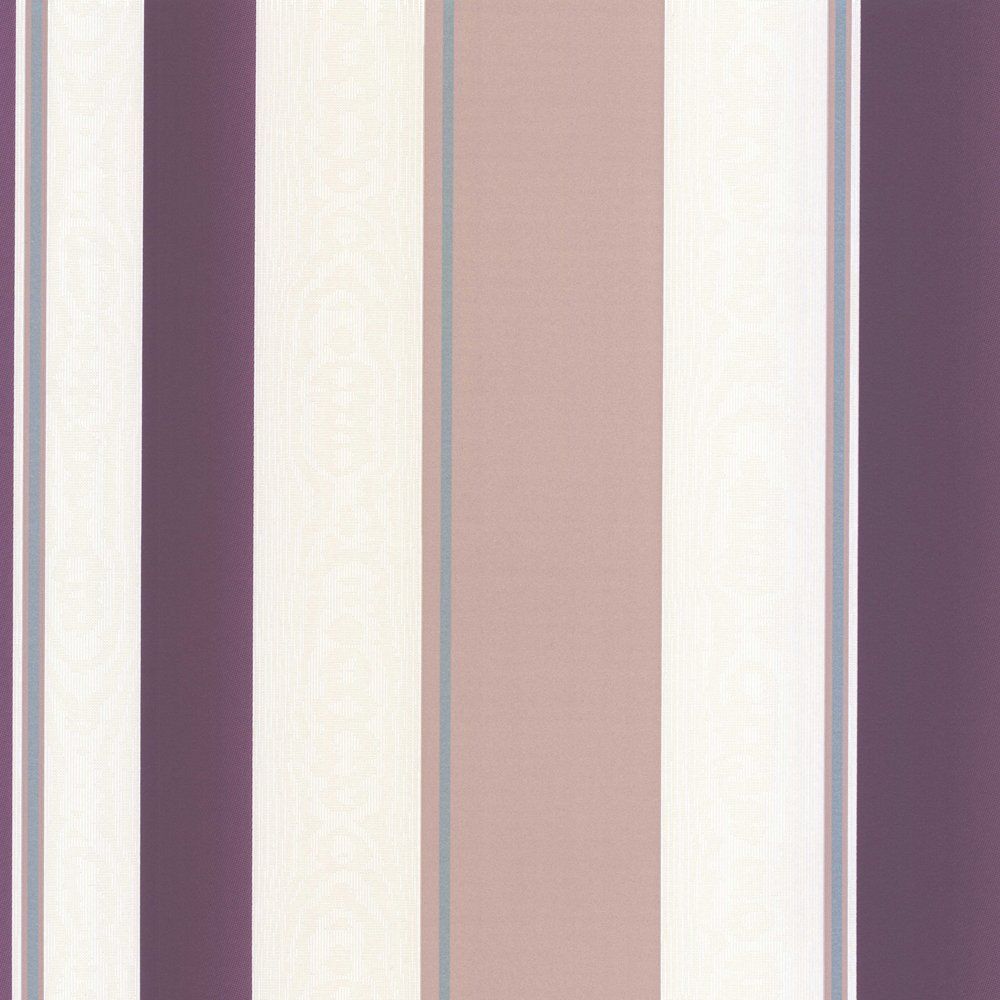 Erismann Poppy Striped Wallpaper Purple Cream Taupe - 8995-45 ...