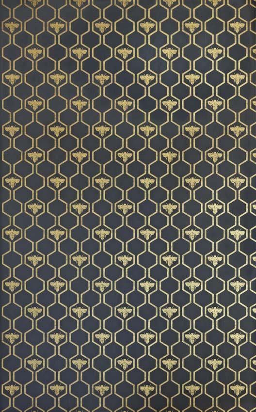 Honey Bees Gold on Charcoal - Artisanal Wallpaper from The