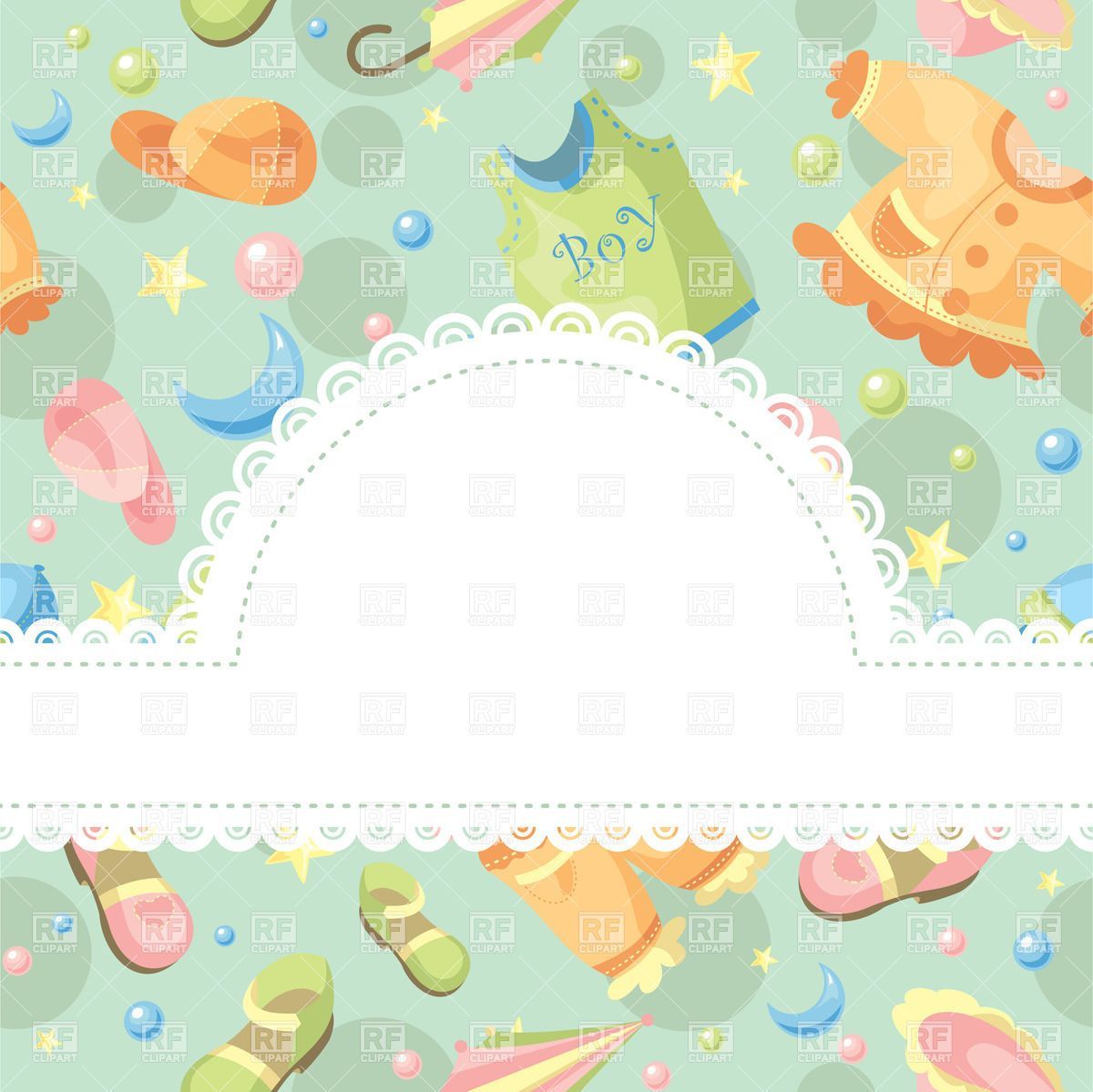 Background with baby clothing and accessories - Frame with lace ...
