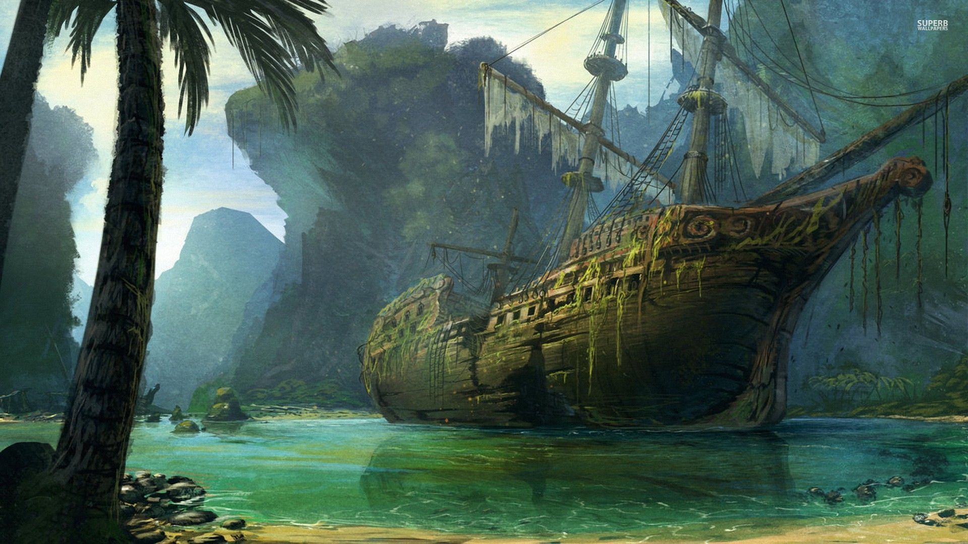 Pirate ship wreck wallpaper - Fantasy wallpapers - #29001