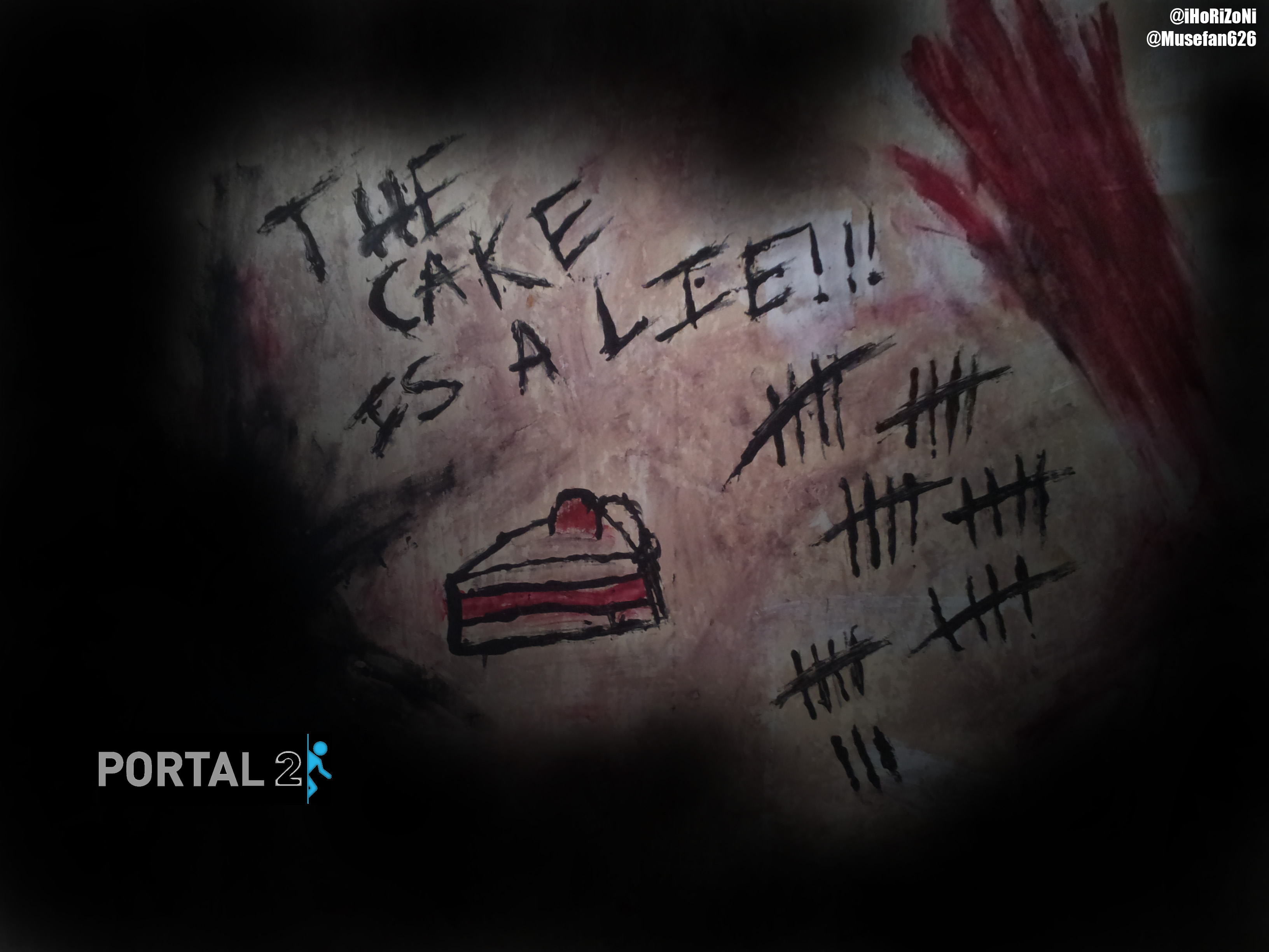 Portal 2 Wallpaper The Cake Is A Lie Bloodstain / Logo OC