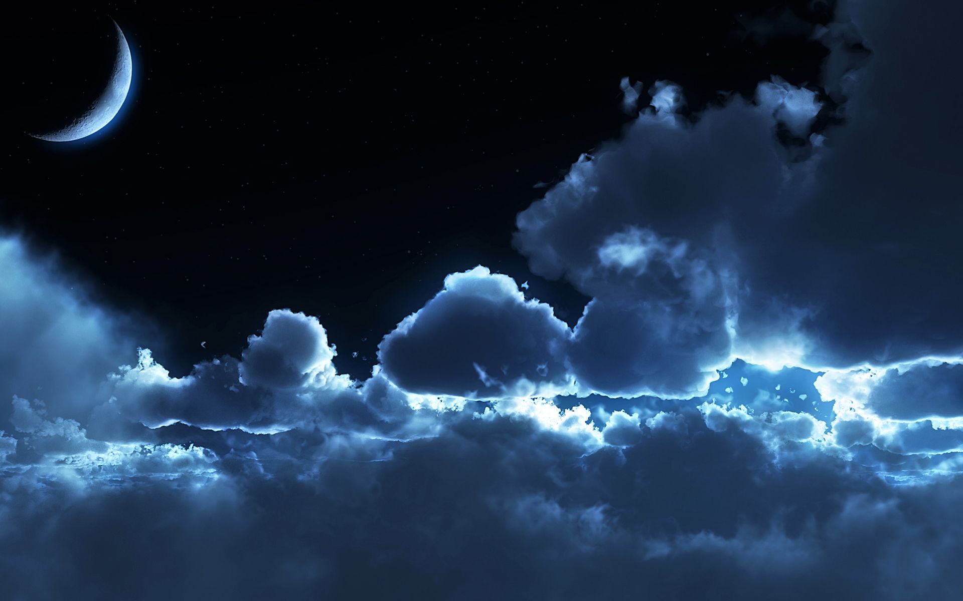 Clouds moon Night sky Starry HD Wallpaper