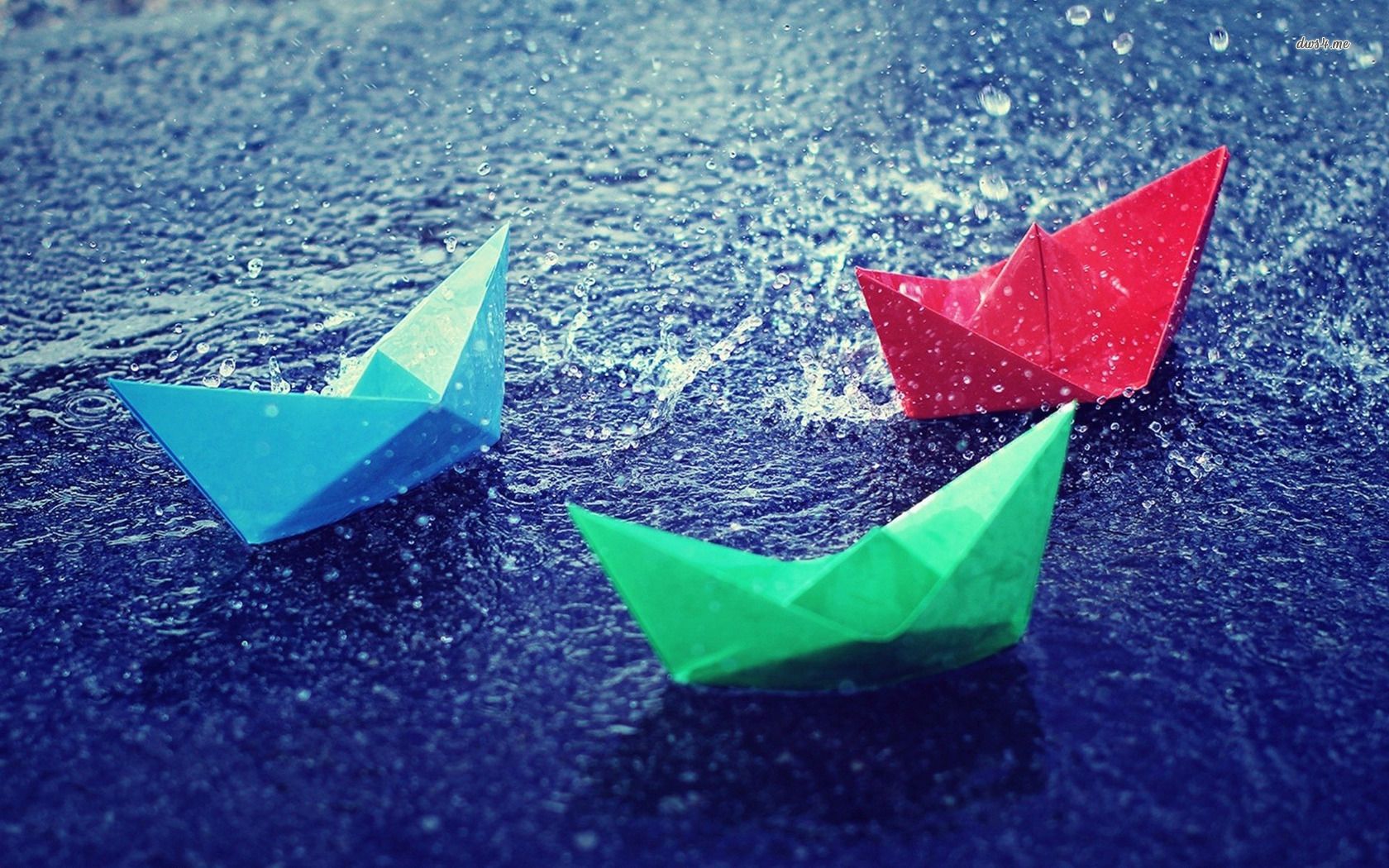 Colorful paper boats in the rain wallpaper - Photography ...