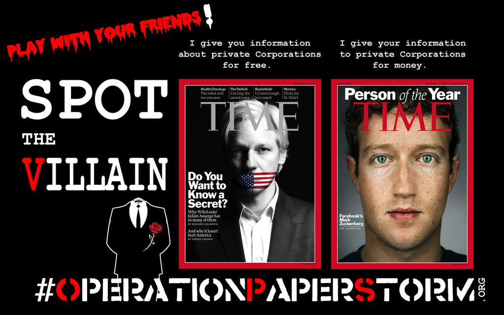 OPERATIONPAPERSTORM. Julian Assange & Mark Zuckerberg Spot the
