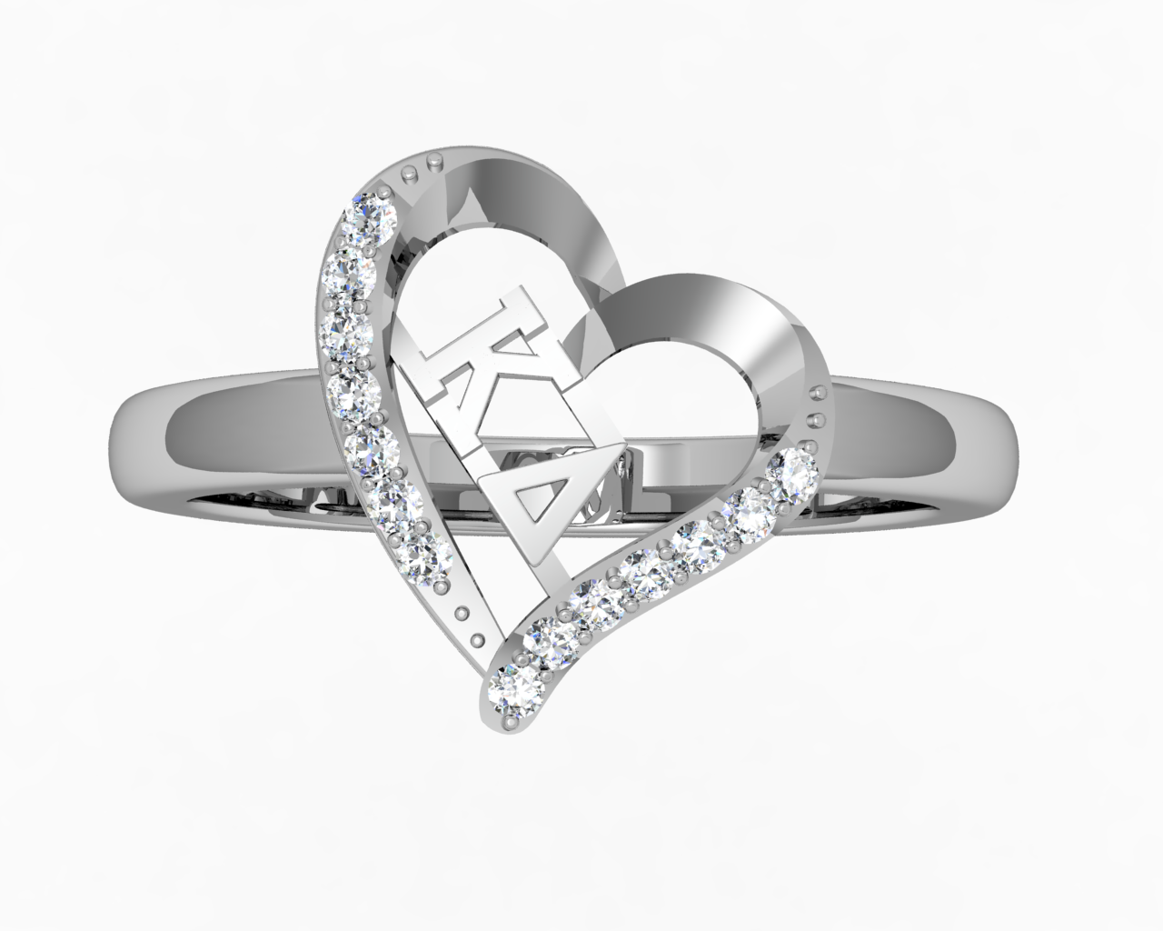Kappa Delta Heart Silver Ring [KD-R002] - $35.00 : Greek 21 ...
