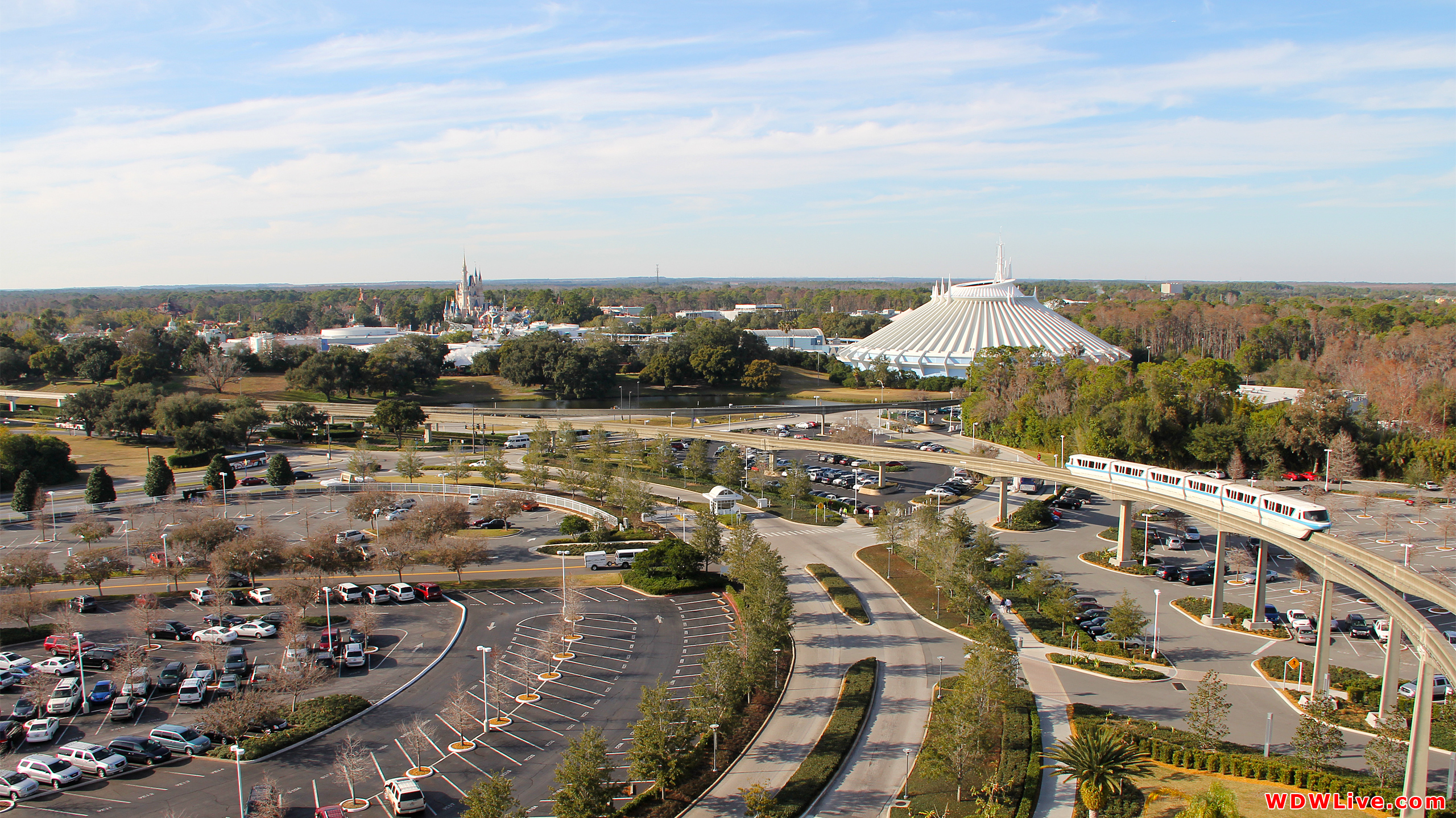 Monorail: View of the Magic Kingdom from the Contemporary Resort.