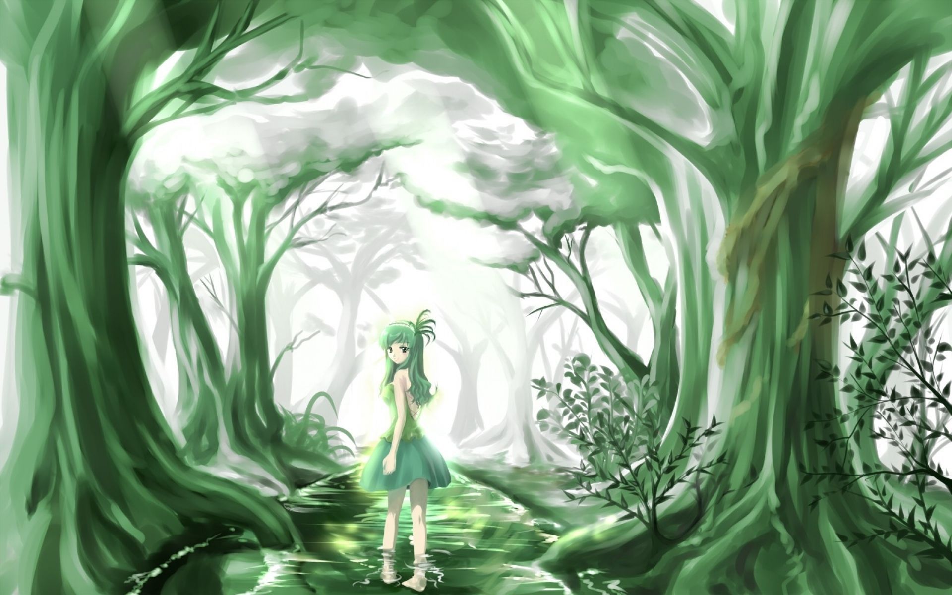 HD wallpaper anime green forest The Garden of Words nature plants  lake  Wallpaper Flare
