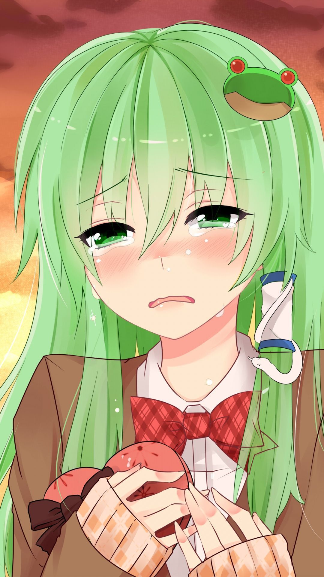 Anime Girls With Dark Green Hair Crying Anime Girl Anime Girl Dark Green Hair Hd Png Download 