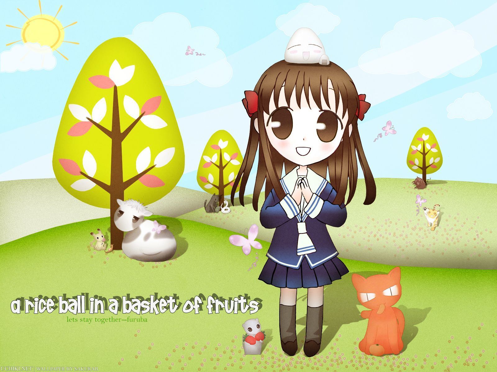 A Rice Ball In A Basket Of Fruits - Fruits Basket Wallpaper ...