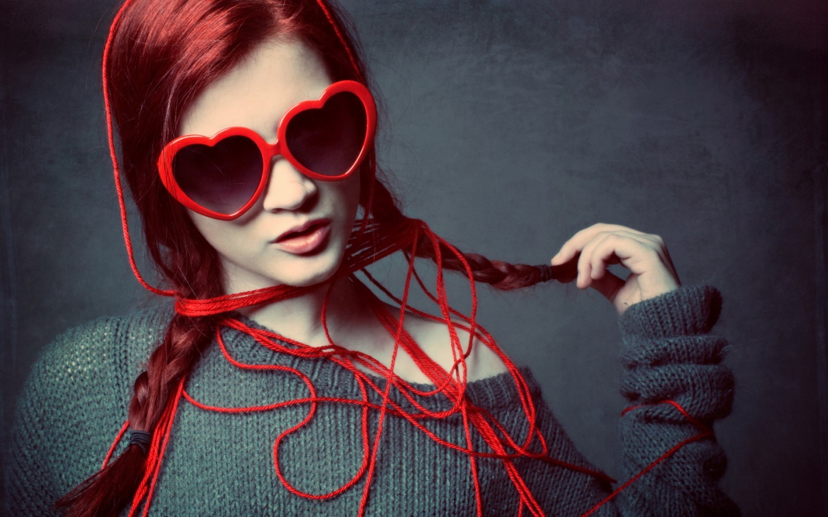 Redhead Girl Heart Sunglasses Style Fashion wallpaper | 1680x1050 ...