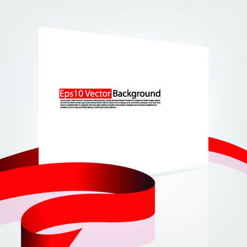 Set of White form and red ribbons backgrounds vector 02 - Vector