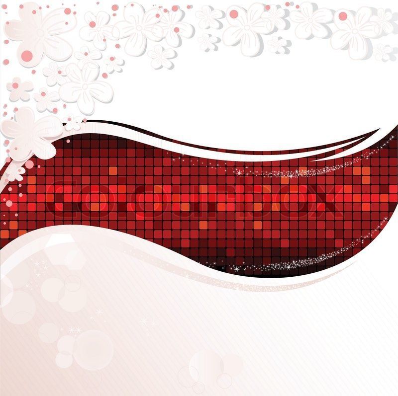 Abstract white background with a red wave of shimmering stock vector