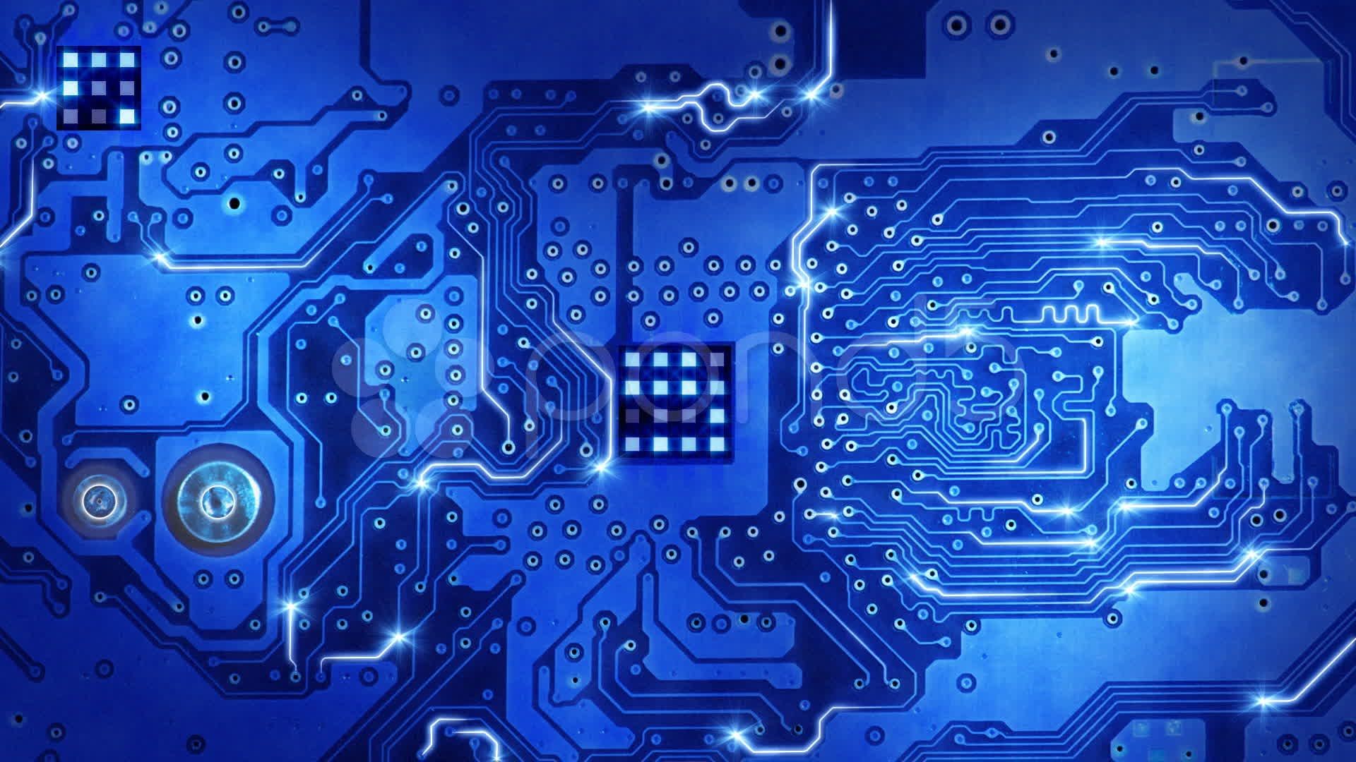 Computer Circuit Board Blue Loopable Background. Stock Footage