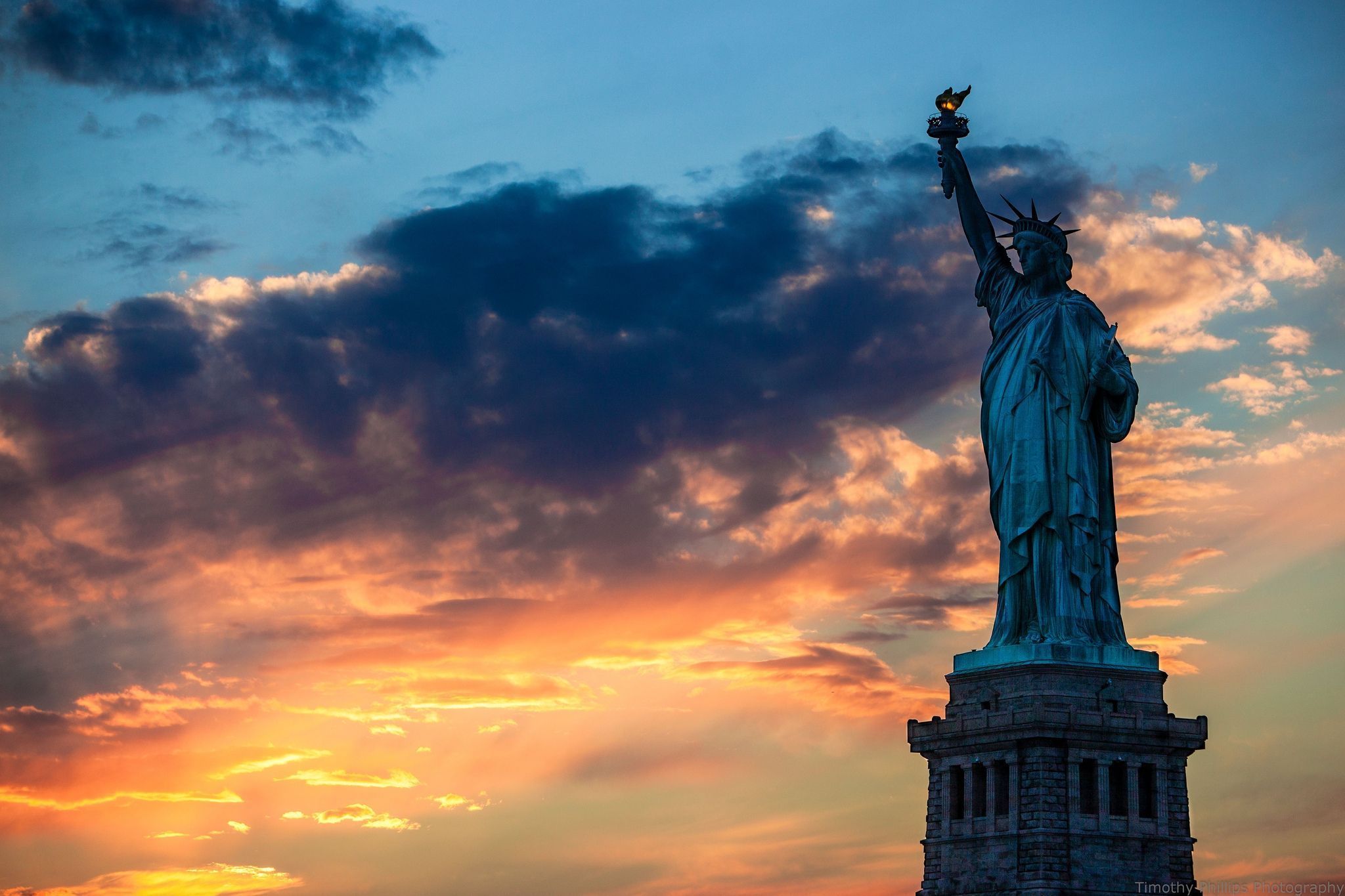 Statue Liberty Sunset New York Monument Monuments Desktop ...