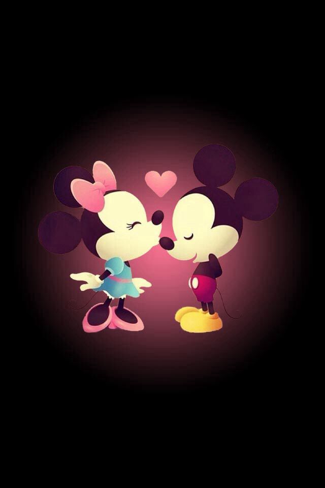 Minnie gives Mickey a kiss cutest wallpaper ever Disney