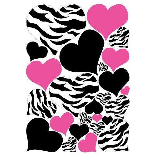 Pictures > hot pink zebra print background with hearts