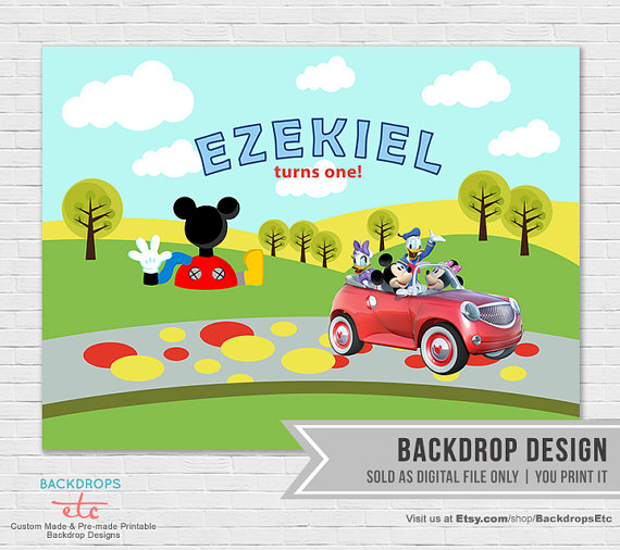Mickey Mouse Clubhouse Backdrop Disney Clubhouse by BackdropsEtc