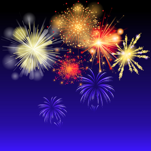 Beautiful holiday fireworks vector background 01 - Vector ...