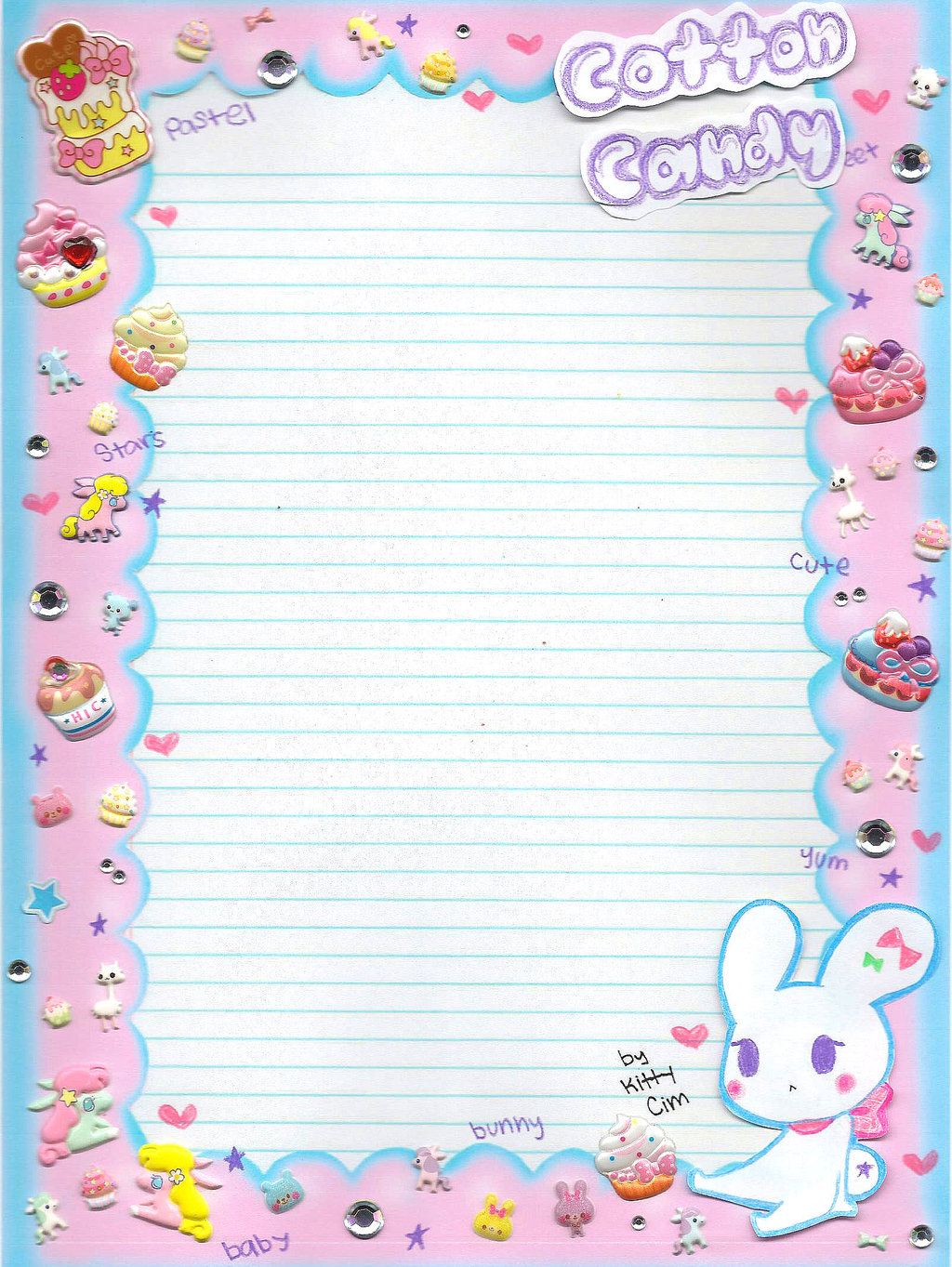 Cotton Candy notebook paper~ by TheUndertakersKitty on DeviantArt