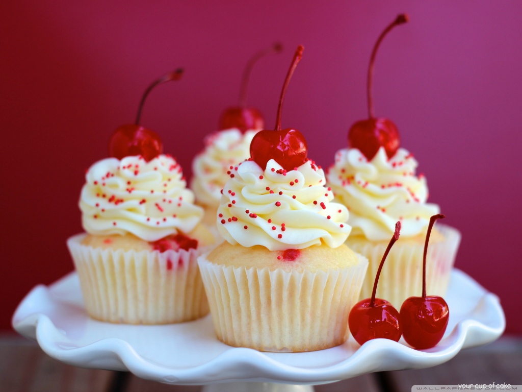 Almond Cherry Cupcakes HD desktop wallpaper Widescreen High resolution