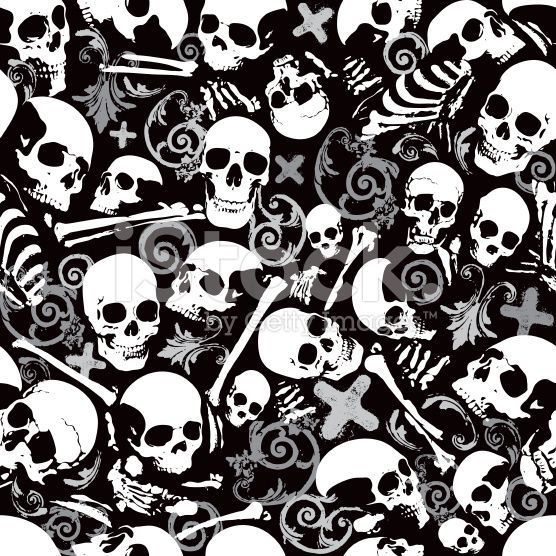 Seamless skull and bones wallpaper background stock vector art ...