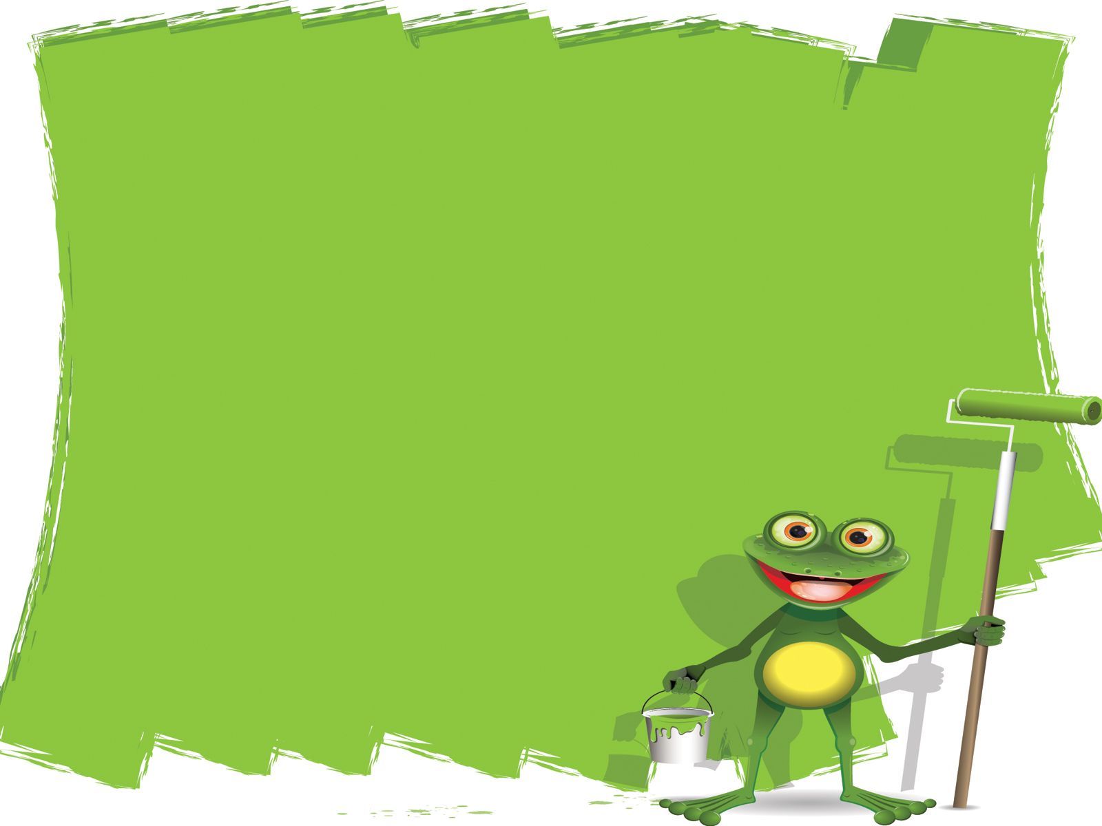Cartoon Painter Frog Powerpoint Backgrounds - Animals, Green ...