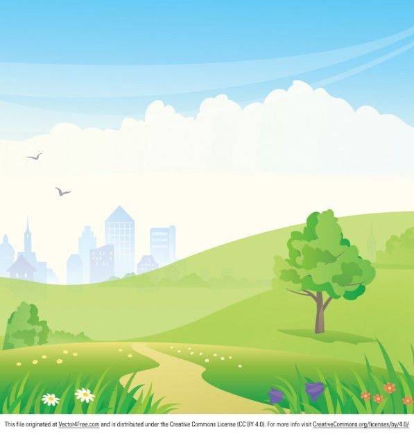 Cartoon park landscape background Vector | Free Download